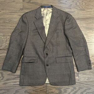 Chaps Ralph Lauren Vintage Brown Houndstooth Wool Blazer Sport Jacket 40R Canada